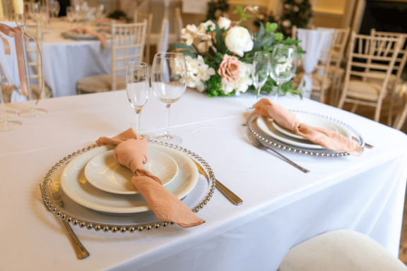Head Table with Blush Pink Accents for a Wedding in Somerset House Halifax's Private Hire Venue.