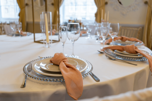 Blush Pink Accents from Bloomin Lovely Weddings set for an Event at Somerset House Halifax in our gorgeous Private Hire Venue.
